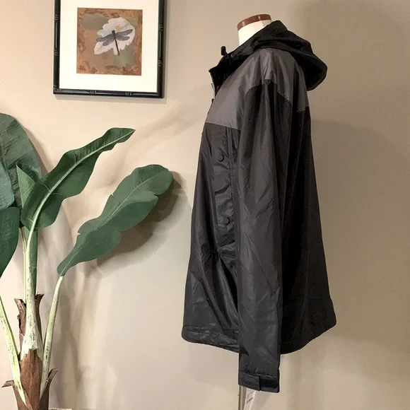 NWT Noize Colorblock Oden Hooded Zip Up Windbreaker, Black & Gray, Size L - Picture 3 of 16